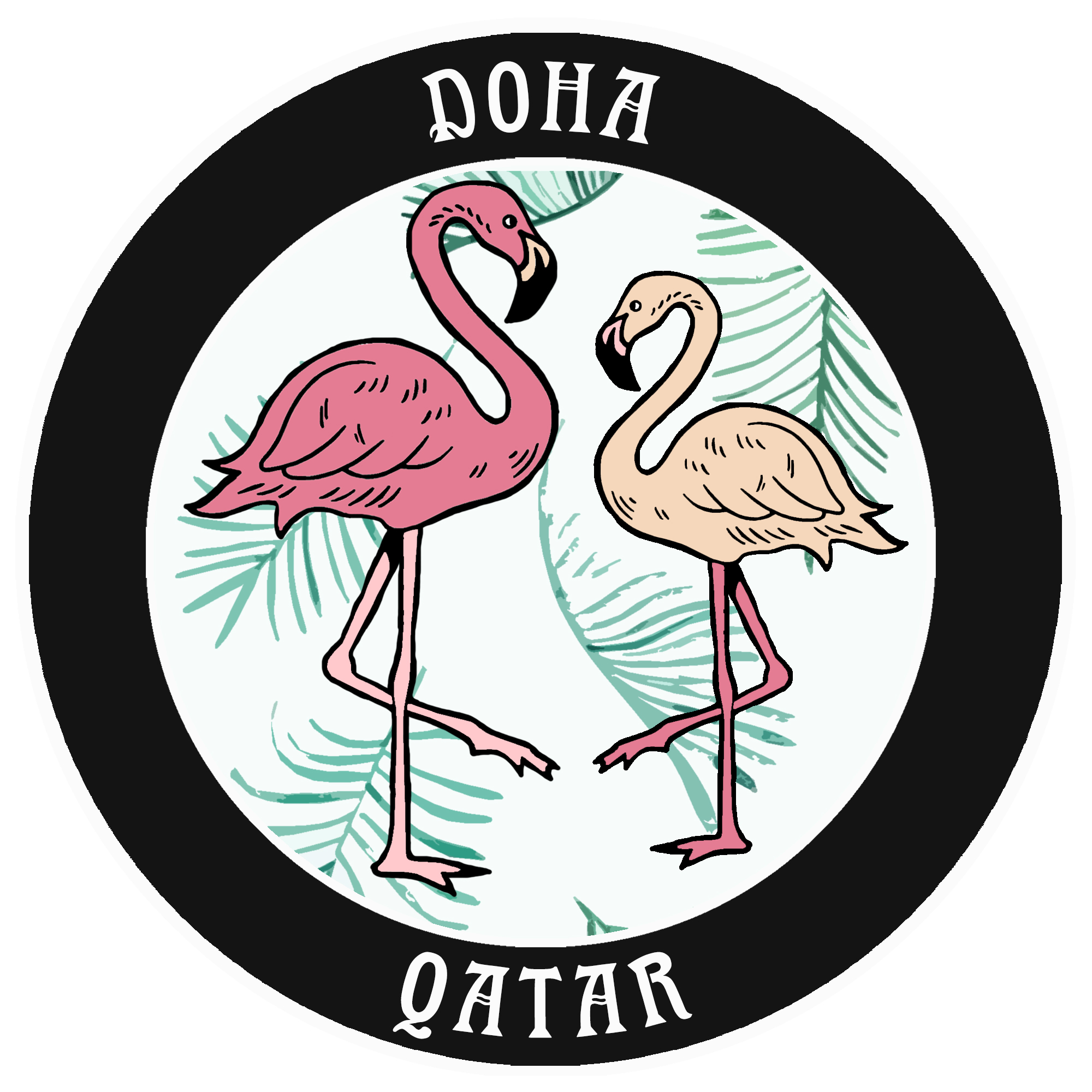 Two Flamingos Doha, Qatar Car Truck Window Bumper Sticker Decal Souvenir - Picture 4 of 18