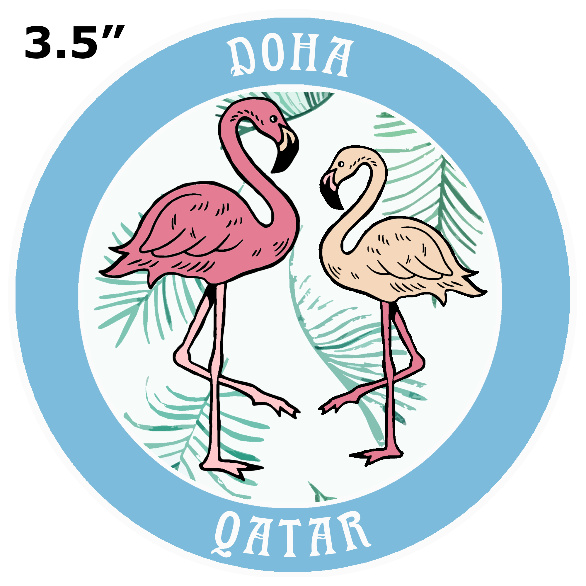 Two Flamingos Doha, Qatar Car Truck Window Bumper Sticker Decal Souvenir - Picture 5 of 18