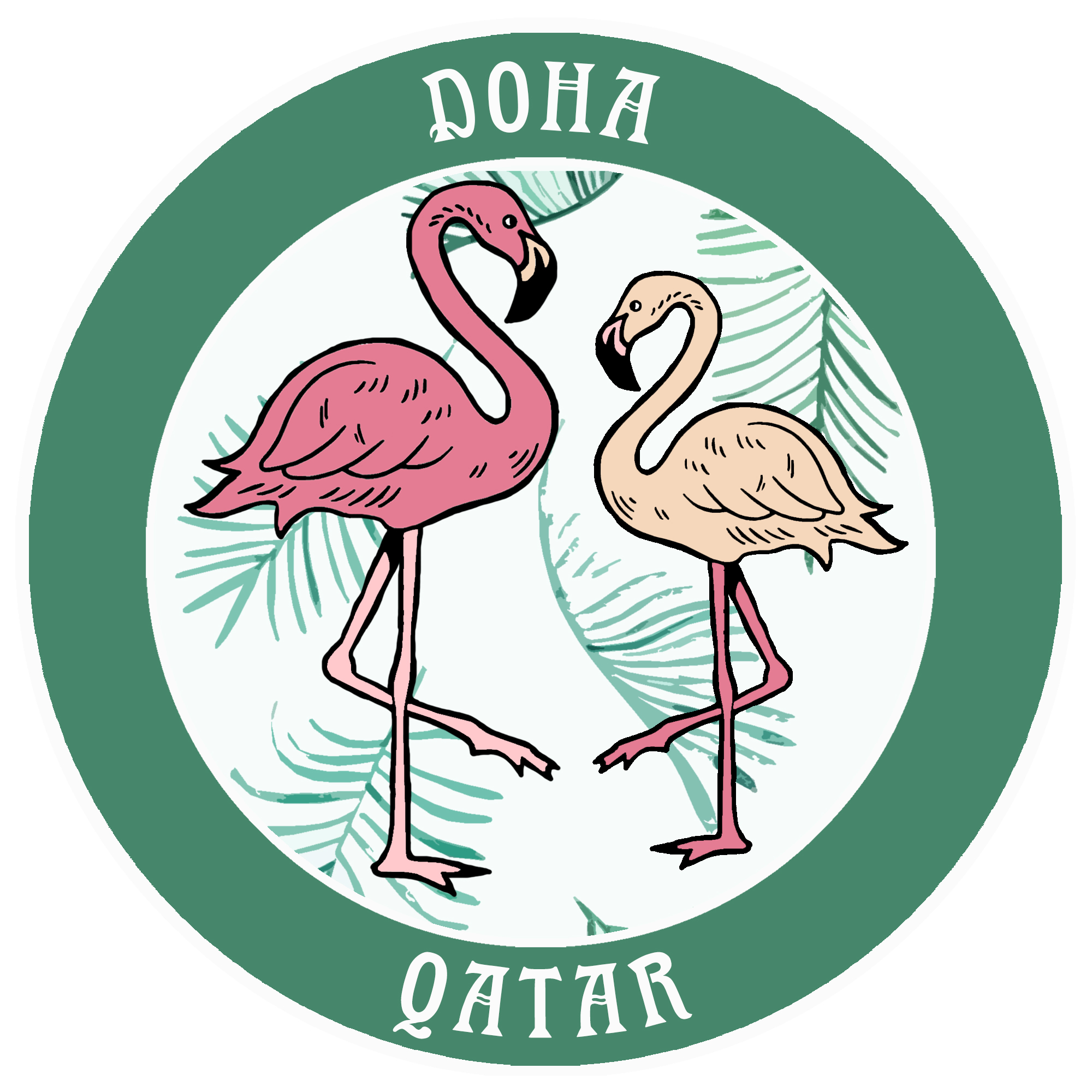 Two Flamingos Doha, Qatar Car Truck Window Bumper Sticker Decal Souvenir - Picture 8 of 18