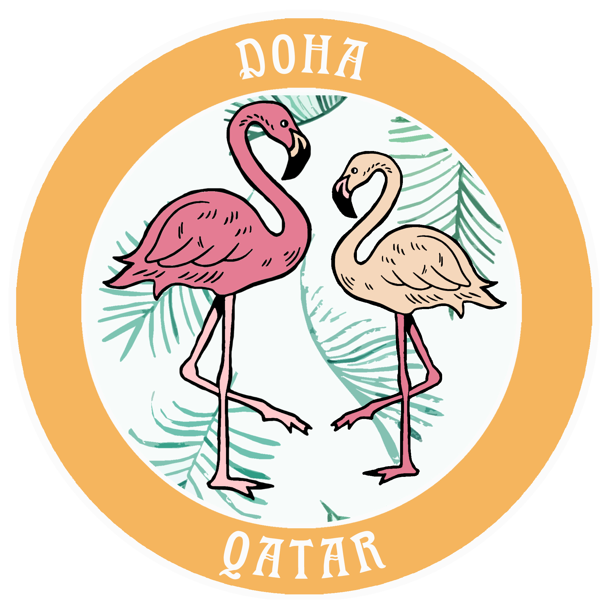 Two Flamingos Doha, Qatar Car Truck Window Bumper Sticker Decal Souvenir - Picture 10 of 18