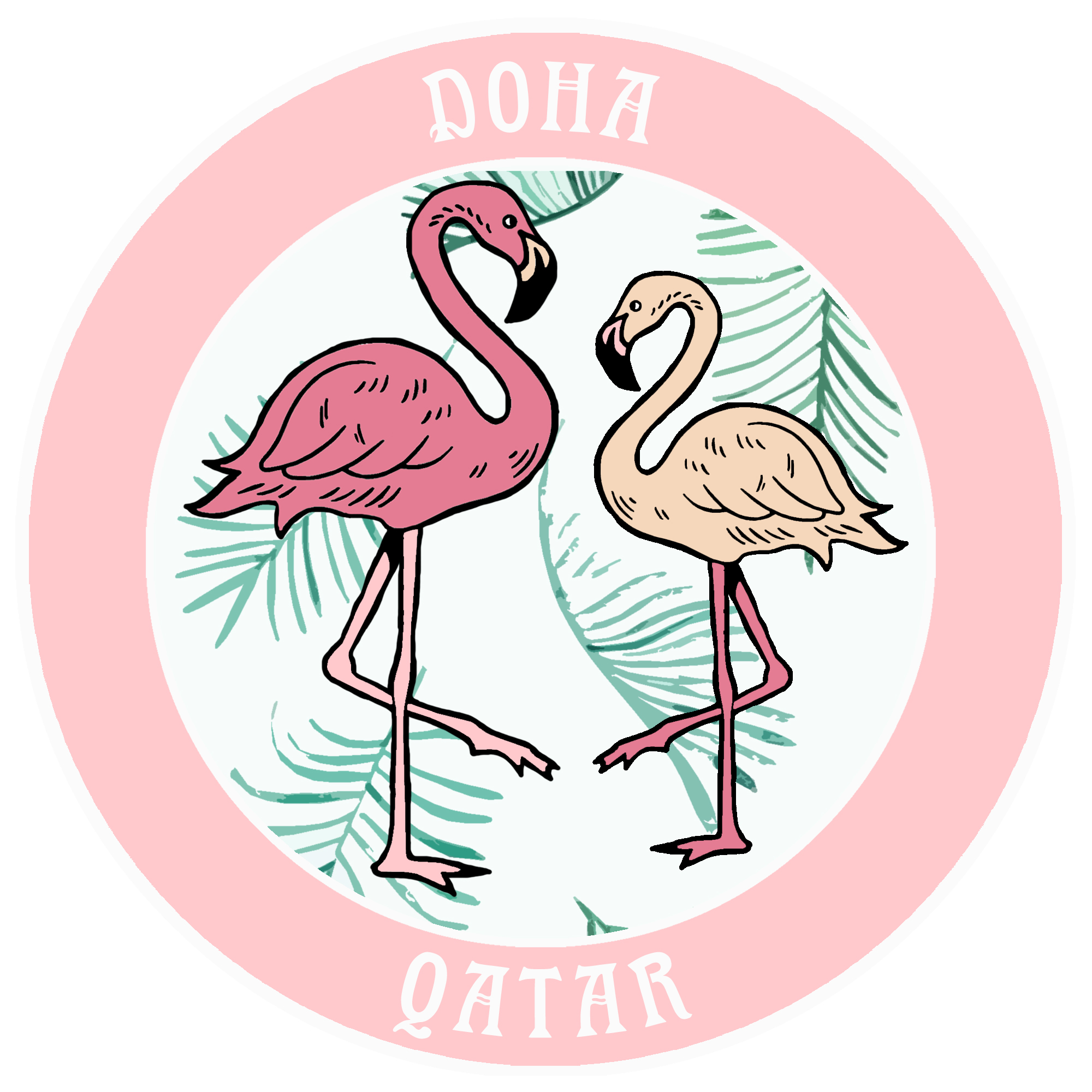 Two Flamingos Doha, Qatar Car Truck Window Bumper Sticker Decal Souvenir - Picture 12 of 18