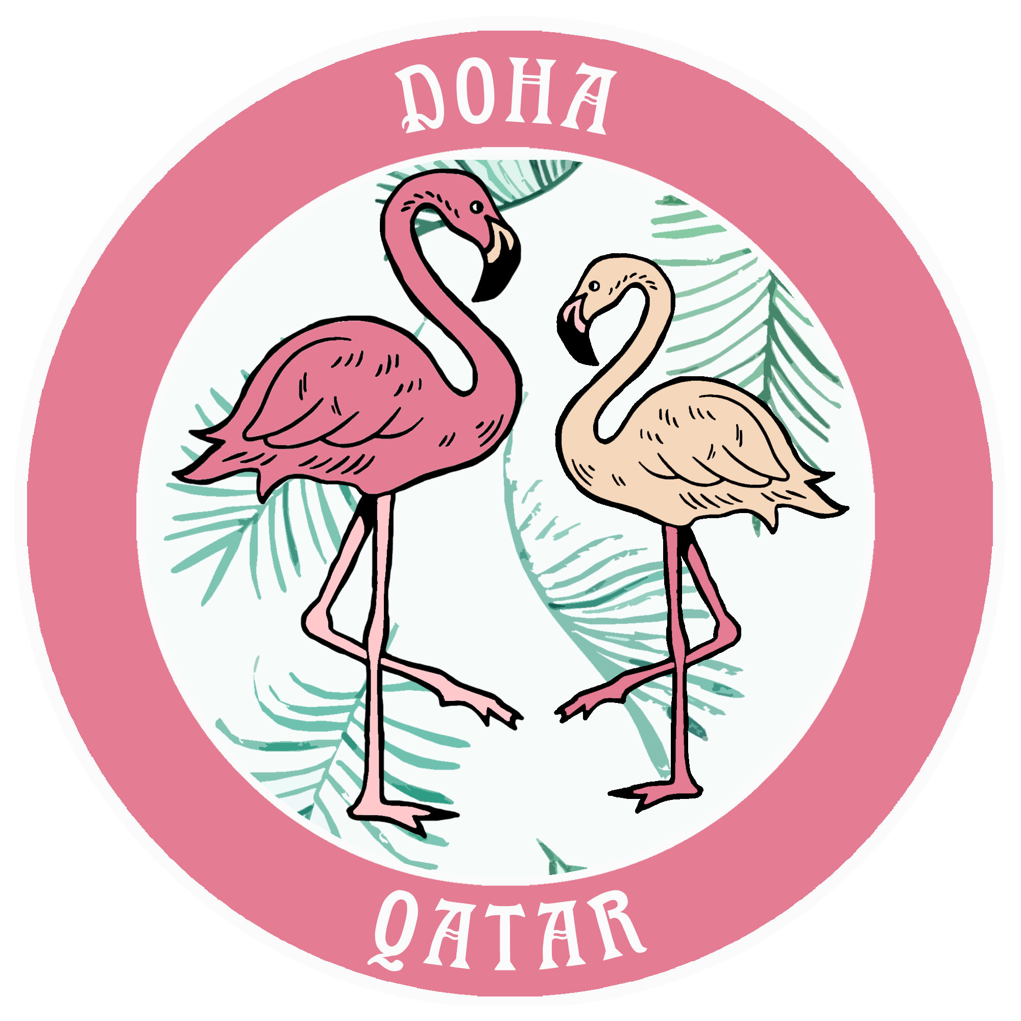 Two Flamingos Doha, Qatar Car Truck Window Bumper Sticker Decal Souvenir - Picture 14 of 18