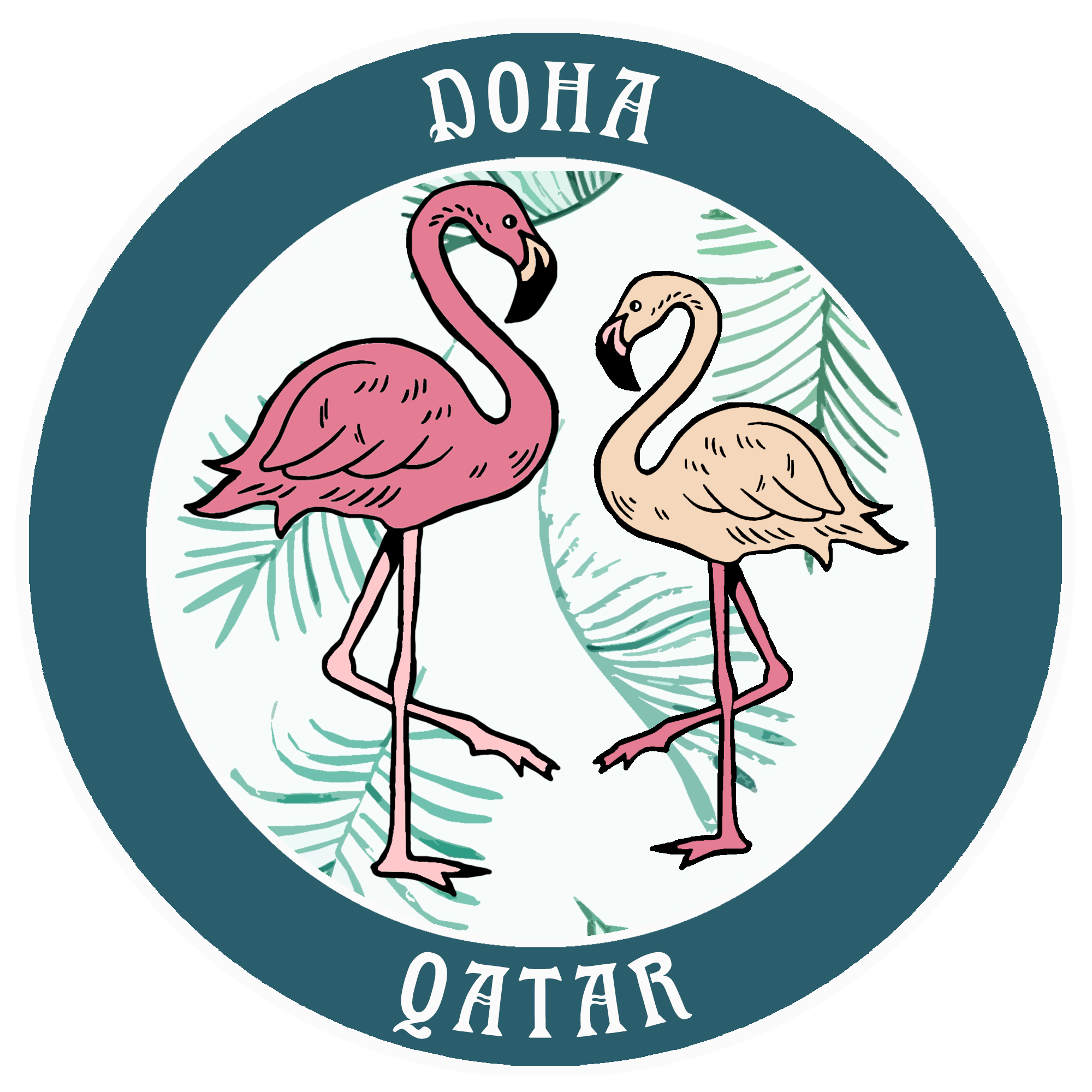 Two Flamingos Doha, Qatar Car Truck Window Bumper Sticker Decal Souvenir - Picture 16 of 18