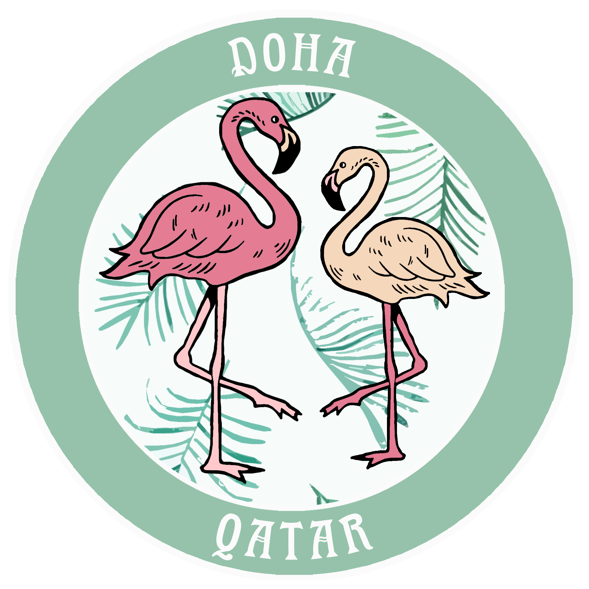 Two Flamingos Doha, Qatar Car Truck Window Bumper Sticker Decal Souvenir - Picture 18 of 18