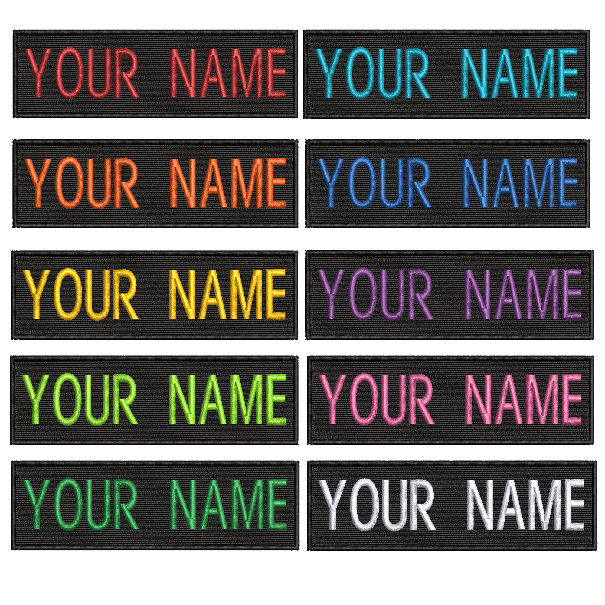 RECTANGULAR CUSTOM EMBROIDERED NAME TAG Sew on patch Quality Badge 5" x